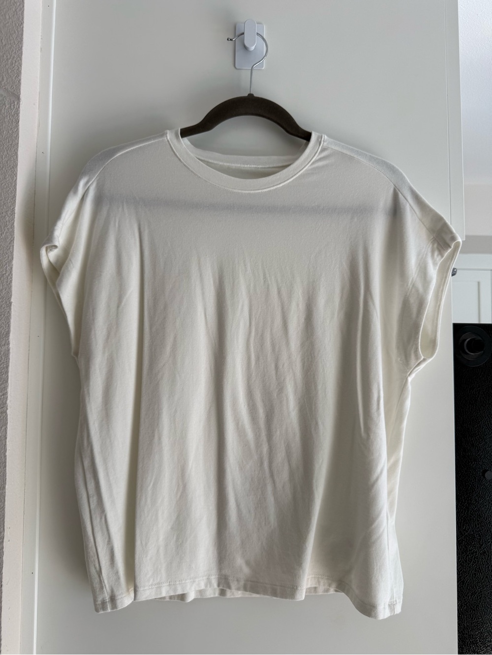 Anthropologie White Cap Sleeve Tee Crewneck Boxy Size M